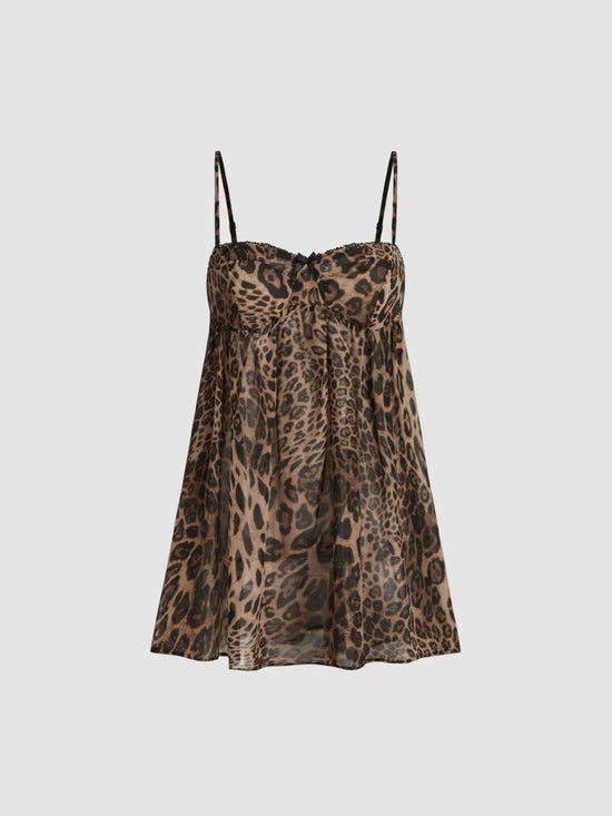 Léona mini dress — cheetah print, front