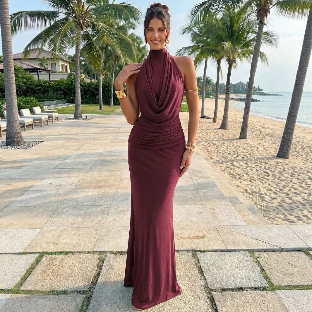 Valentina Cowl-Neck Maxi Dress