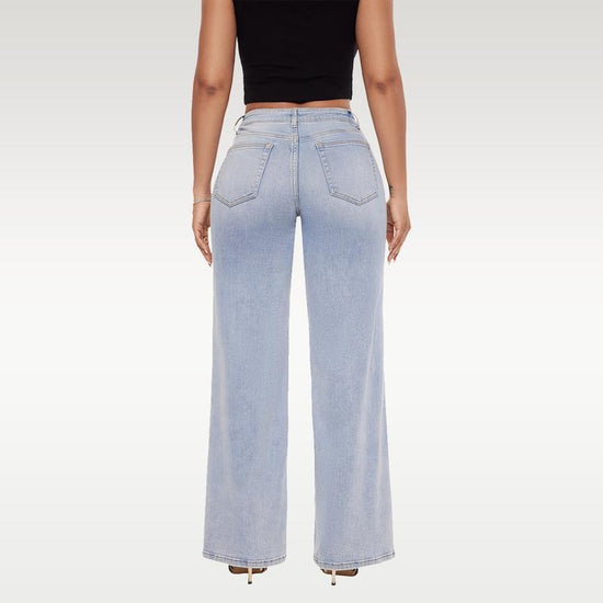 Jean Taille Basse Coupe Droite Décontracté pour Femme