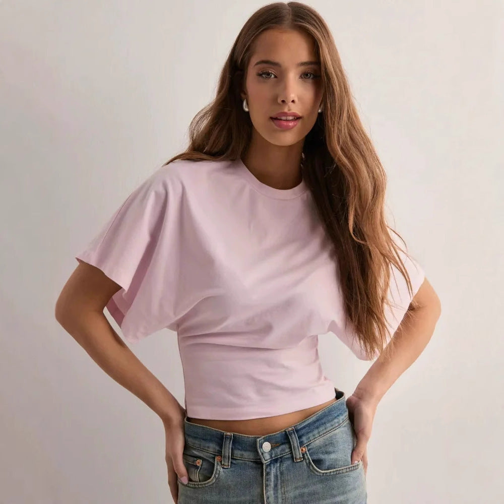 T-shirt Col Rond Imprimé Estival Coupe Oversize pour Femme