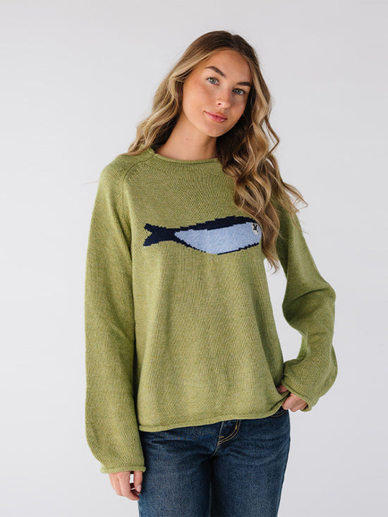 Pull Rétro à Col Rond en Maille pour Femme