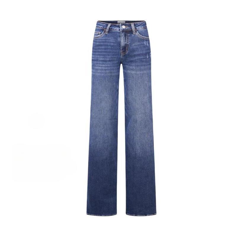 Jean Taille Basse Coupe Droite Décontracté pour Femme