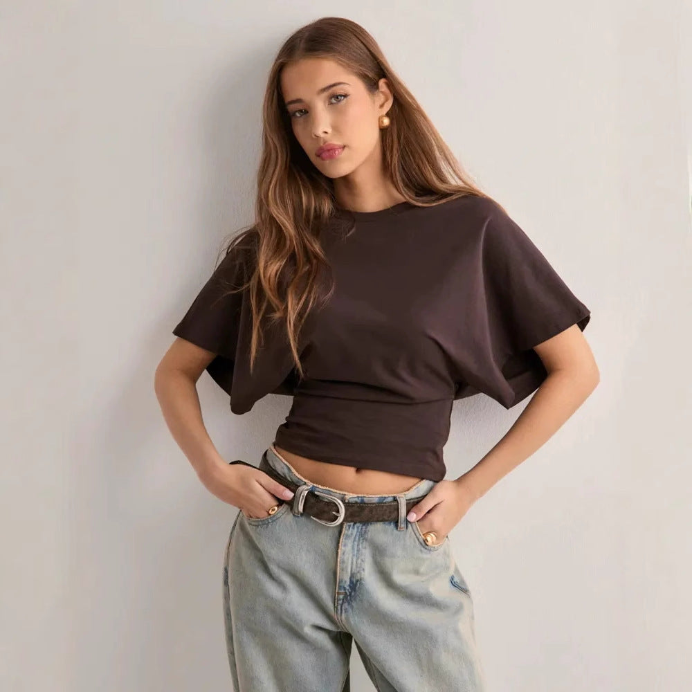T-shirt Col Rond Imprimé Estival Coupe Oversize pour Femme